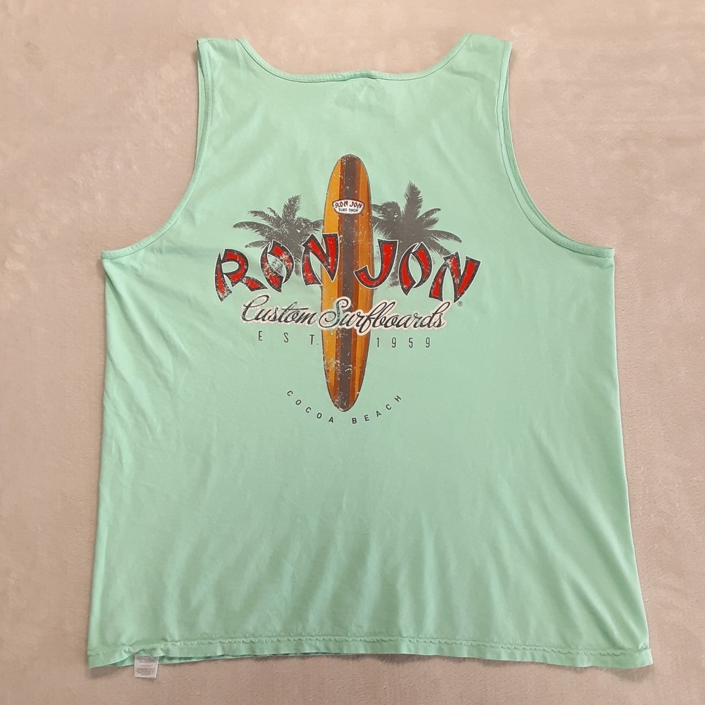 Ron Jon Mens Graphic Tank Top XL Seafoam Green Custom Surfboards Cocoa Beach